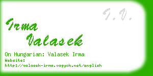 irma valasek business card